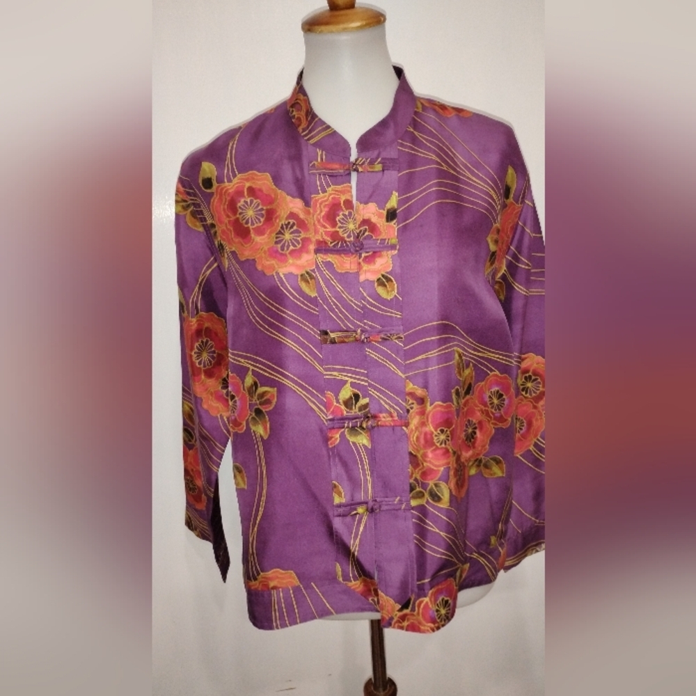 CHICO'S ASIAN STYLE SILK JACKET - Picture 6 of 6